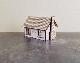 ドールハウス用ミニチュア 1:144スケール キットハウス 1階半建て 煙突付き