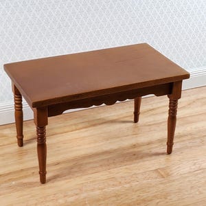 Dollhouse Kitchen Table Walnut Finish 1:12 Scale Miniature Wood Furniture