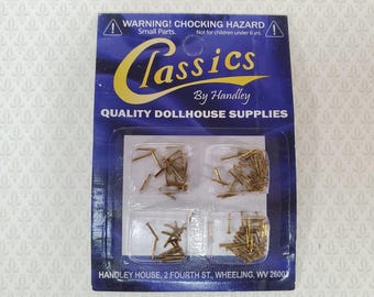 Brass Nails Brads Small Tiny Thin 1/4" Pack of 100 Dollhouse Miniatures Hardware