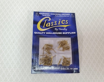 Small Brass Nails Brads Thin 3/8" Pack of 100 Dollhouse Miniatures Hardware