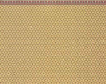 Dollhouse Wallpaper Miniature Brodnax Victorian Maroon & Gold "Morocco" 1:12 Scale