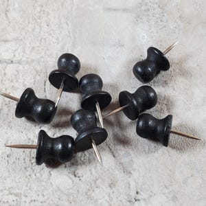 Wood Thumb Tacks BLACK Push Pins 8 Pieces Use for Dollhouse Miniature Furniture