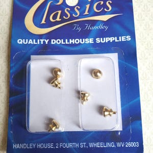 Dollhouse Miniature Tiny Brass Gold Knobs Metal for Door or Drawer Pulls Set of 6 1:12 Scale or Fairy Garden