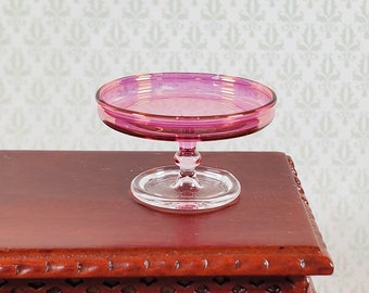 Dollhouse Fruit Bowl Tazza Dish Cranberry Glass 1:12 Scale Philip Grenyer