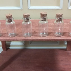 Dollhouse Miniature Empty Glass Jars with Cork Stopper Set of 6 Large 1:12 Scale