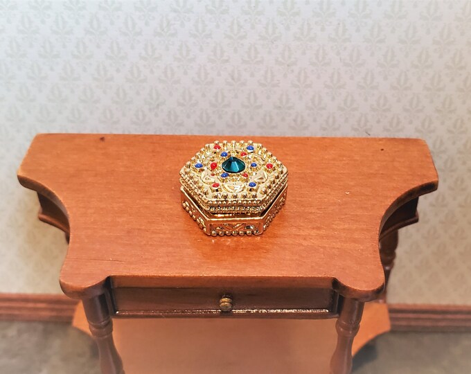 Dollhouse Miniature Jewelry Box With Jewels Large Gold With Etsy