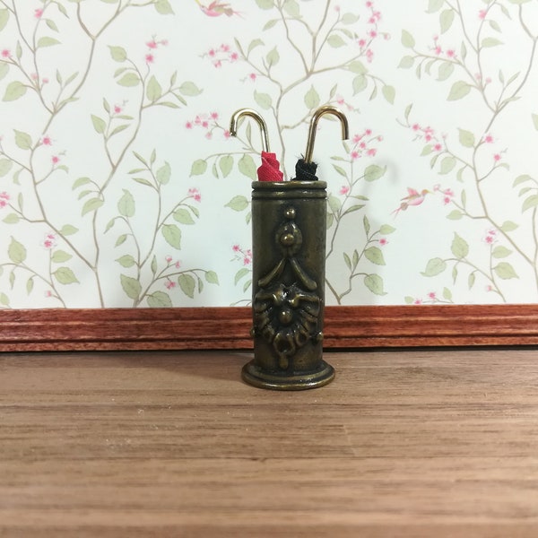 Dollhouse Miniature Umbrella or Cane Stand with Umbrellas Victorian 1:12 Scale