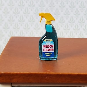 Dollhouse Blue Glass Window Cleaner Spray Bottle 1:12 Scale Miniature Handmade