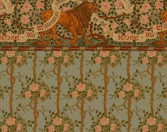 Dollhouse Wallpaper Lion and Dove with Briar Rose Bradbury & Bradbury 1:12 Scale