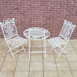 Dollhouse Miniature Patio Set Metal Table 2 Chairs 1:12 Scale Fairy Garden Bistro