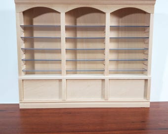 ドールハウス 図書館 本棚 ショップ棚 3段 調節可能な棚 1:12スケール 家具