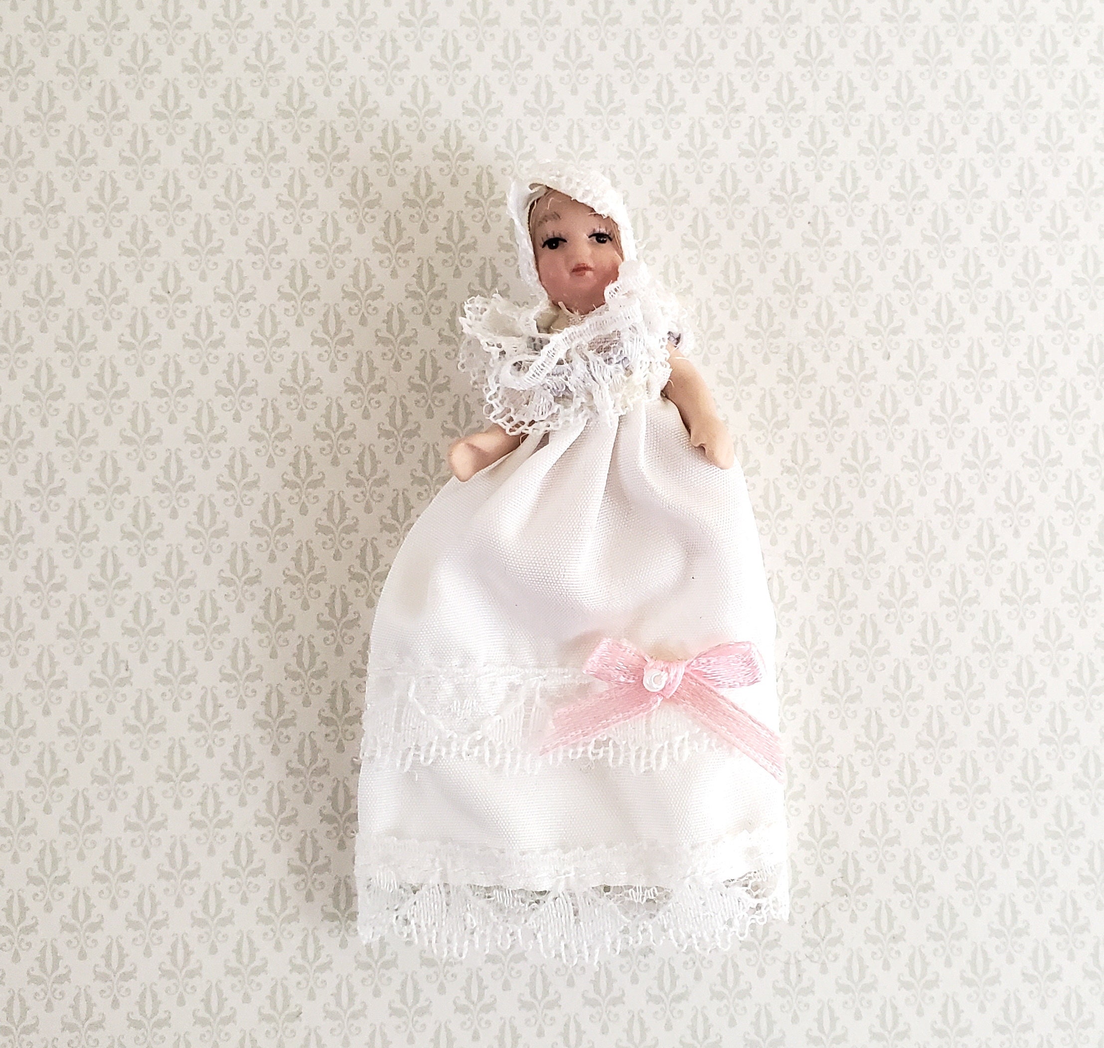 Dollhouse Baby Doll in Long White Gown Porcelain 1:12 Scale - Etsy