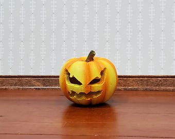 Calabaza tallada para casa de muñecas para decoración de Halloween, escala 1:12, agujero en miniatura para luz