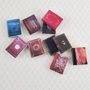 Dollhouse Miniature Book Set x10 Antique Style Set #3 1:12 Scale (blank inside) Handmade
