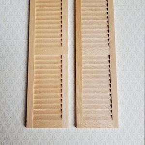 Dollhouse Miniature Shutters Louvered 1 Pair Unfinished Wood 1:12 Scale 4 11/16&quot; HW5025