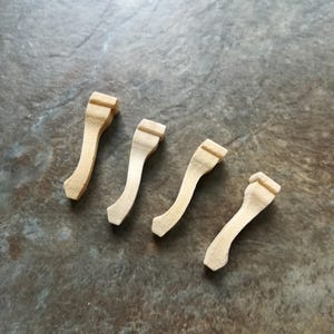 Dollhouse Miniature Wood Cabriole Legs for Chair or Furniture Set of 4 Pieces 1:12 Scale 3/8&quot;