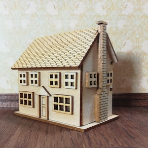 Dollhouse Miniature 1:144 Scale Kit House 2 Story with Fireplace 5 Rooms