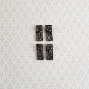 Dollhouse Miniature Doorknobs with Plate Dark Pewter Fancy Set 1:12 Scale
