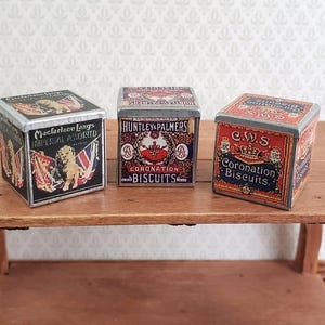 Dollhouse Miniature Biscuit Cookie Tins Old Fashion Grocery Store 1:12 Scale Food