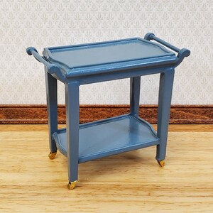 Dollhouse Tea Cart Two Tiered Serving Trolley for Tea or Food BLUE 1:12 Scale Miniature Furniture