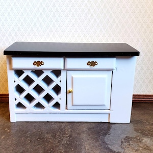 Dollhouse Miniature Kitchen Cabinet Counter Top Wine Rack 1:12 Scale White Black
