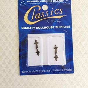Dollhouse Miniature Drawer Pulls or Door Handles x2 Pewter 1:12 Scale Tudor Style