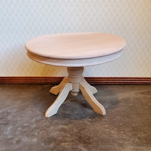 Dollhouse Miniature Table Round Pedestal Unfinished 1:12 Scale Kitchen Dining Room