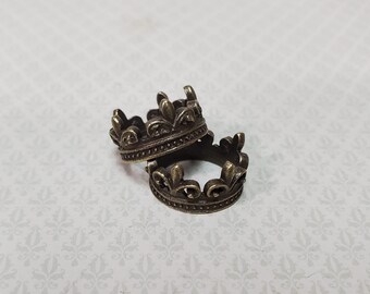 Tiny Crowns Bronze Metal Set of 2 Miniatures Jewelry Model Making Dollhouse