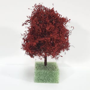 Miniature Tree or Bush Red Japanese Maple 4&quot; Tall on a Spike Model Scenery Garden