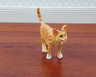 Dollhouse Kitty Cat Orange Tabby Walking 1:12 Scale Miniature Pet