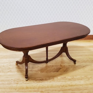 JBM Dollhouse Dining Table Queen Anne Style 1:12 Scale Furniture Walnut Finish