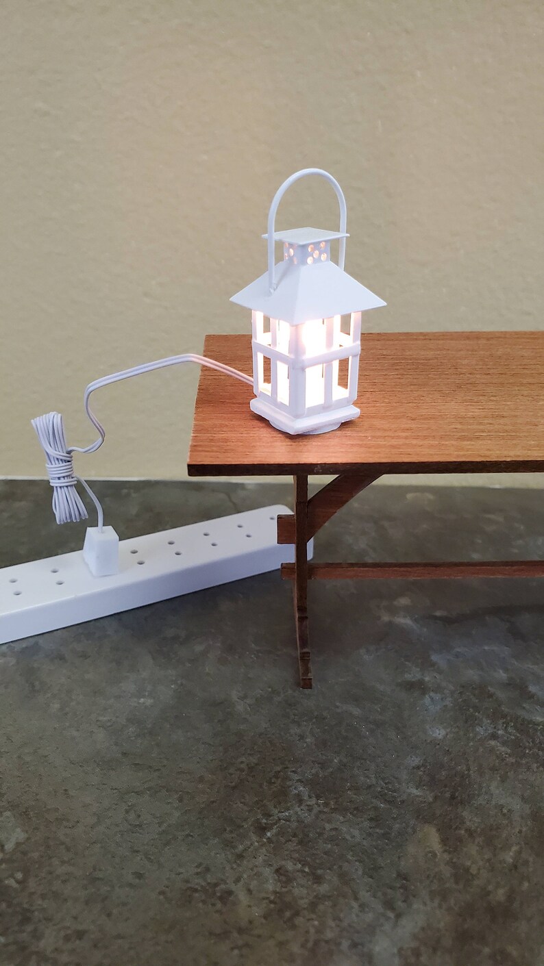 Dollhouse Miniature White Lantern Light Candle 12 Volt With Etsy