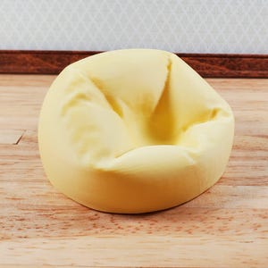 Puppenhaus Sitzsack Kinderstuhl Gelb Creme 3D Gedruckt Miniatur Miniature 1:12