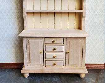 Dollhouse Miniature Welsh Cabinet Kitchen Hutch 1:12 Scale Wood Furniture