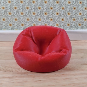 Dollhouse Bean Bag Chair for Child Red 3D Printed 1:12 Scale Miniature