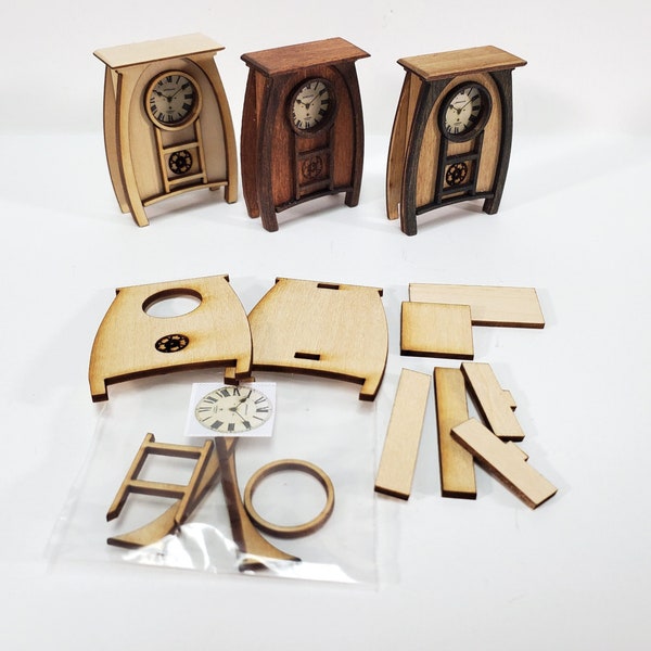 Dollhouse KIT Art Nouveau Clock 1:12 Scale Easy to Assemble DIY Miniature