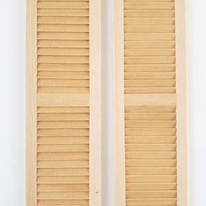 Dollhouse Miniature Shutters Louvered 1 Pair Wood 1:12 Scale 5 11/16" Houseworks #5018