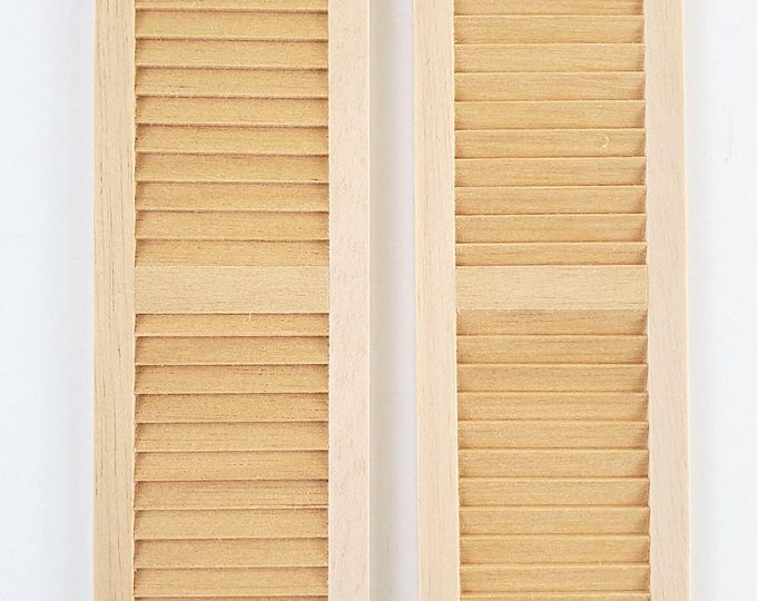 Dollhouse Miniature Shutters Louvered 1 Pair Wood 1:12 Scale 5 11/16 ...