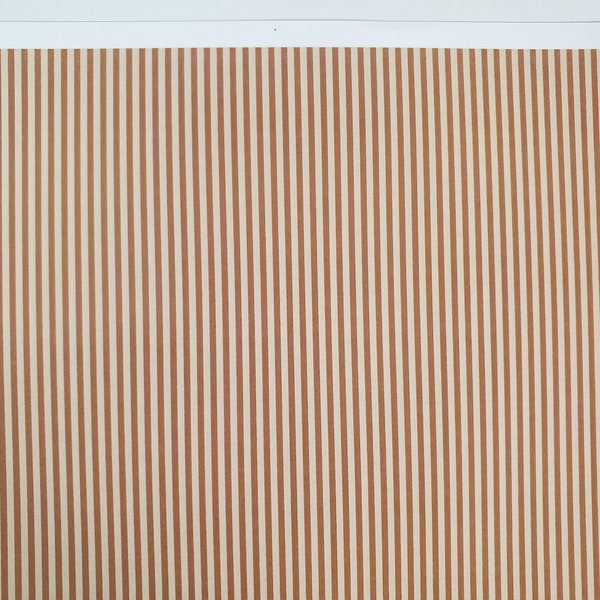 Dollhouse Wallpaper Narrow Stripes Brown & Tan 1:12 Scale Miniatures Itsy Bitsy