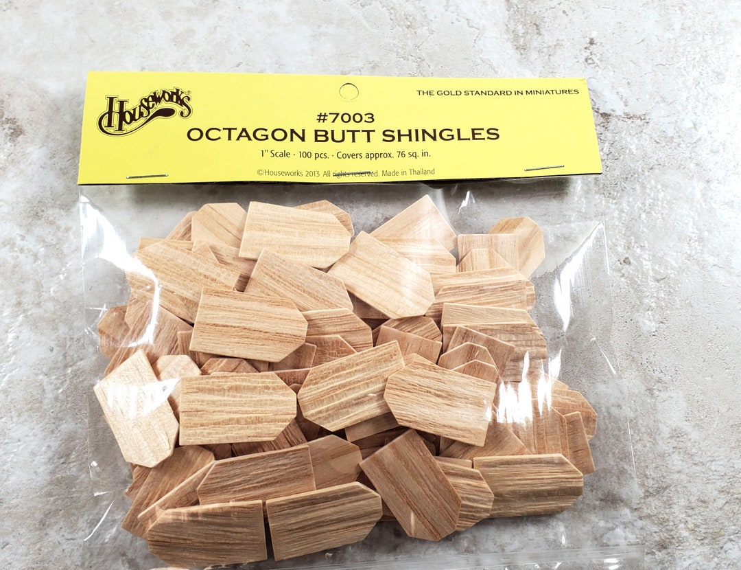 Dollhouse Shingles Octagon 100 Pieces Light Wood 112 Scale Houseworks
