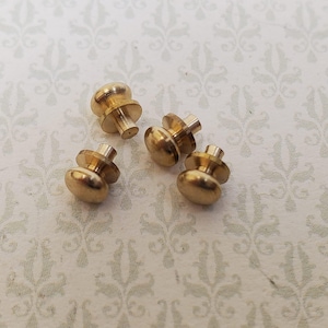 Dollhouse Tiny Brass Gold Knobs Metal for Door or Drawer Pulls Set of 4 1:12