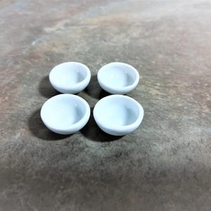 Dollhouse Miniature Ceramic Bowls x4 White Plain 1:12 Scale