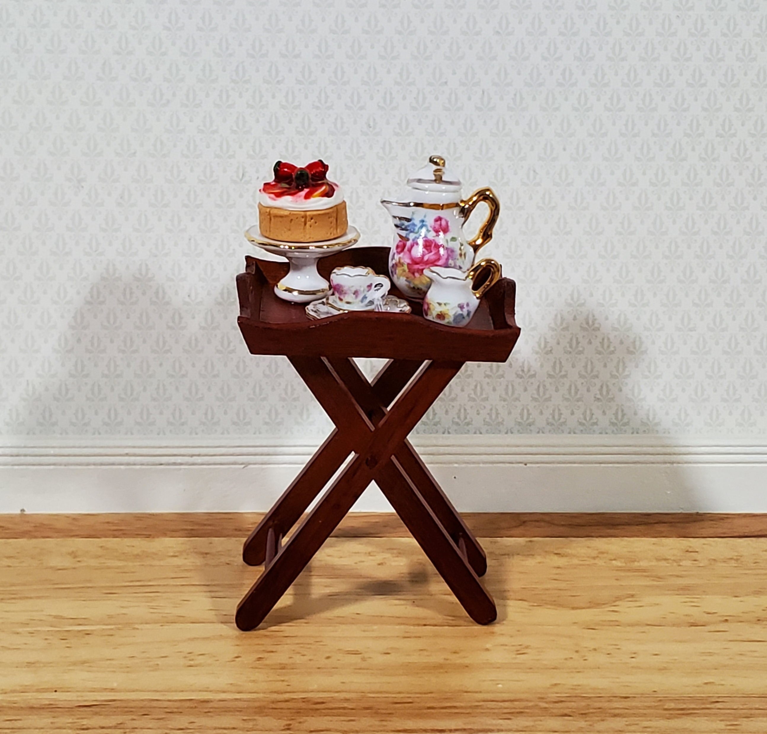 Dollhouse Tea Coffee Serving Table With Cake Reutter Porcelain Etsy