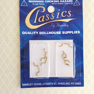 Dollhouse Window Handles or Drawer Pulls 6 Pieces 1:12 Scale Miniature Brass Gold