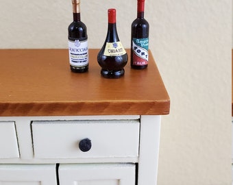 Dollhouse Wine Bottles Italian Set Chianti 1:12 Scale Miniature Kitchen Drinks