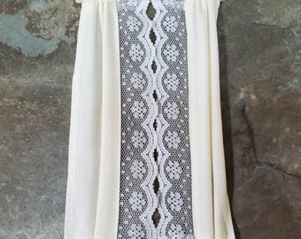 Dollhouse Curtains Fabric & Lace Cream and White Long 1:12 Scale Miniatures