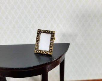 Dollhouse Picture Frame Small Bronze Rectangle with Stand 1:12 Scale Miniature Decor