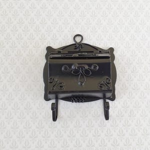 Dollhouse Miniature 1:6 Scale Mailbox Black Opens with Newspaper Hooks Playscale