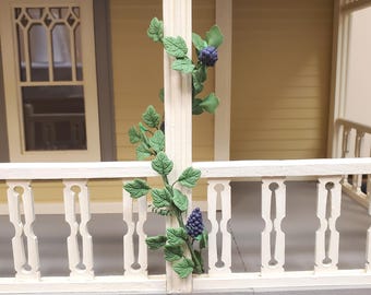 Dollhouse Grapevine with Purple Grape Bunches 1:12 Scale Miniature Garden Plants