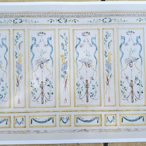 Dollhouse Wallpaper French Classical Style Birds Ribbon 1:12 Scale Itsy Bitsy
